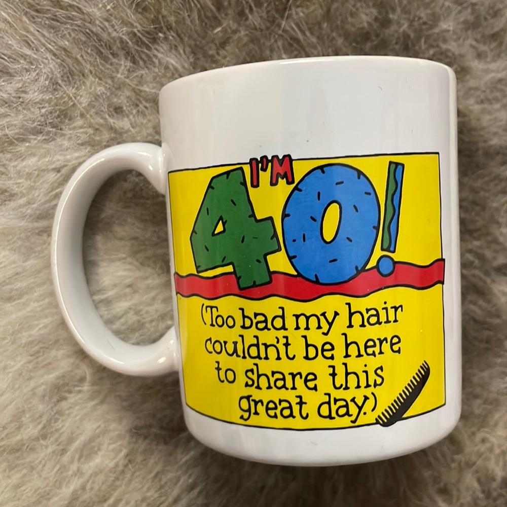 Vintage Shoebox Greetings Hallmark 40th Birthday Bald / No Hair Mug